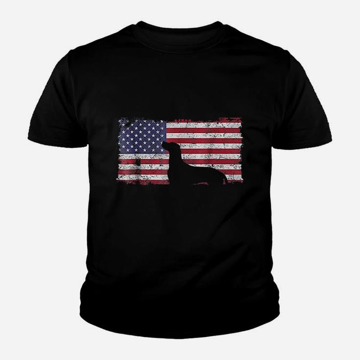 July Vizsla Dog American Flags Kid T-Shirt