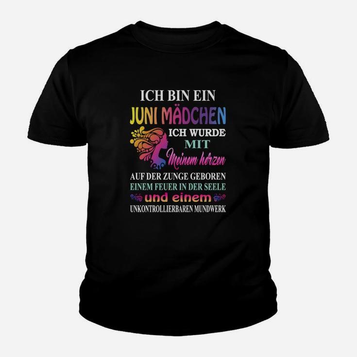 Juni Mädchen Geburtstags Kinder Tshirt, Farbverlauf Spruch Design