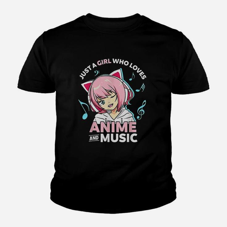Just A Girl Who Loves Anime And Music Women Anime Kid T-Shirt