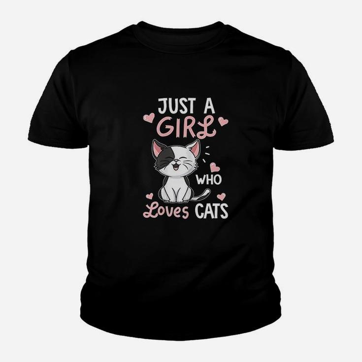 Just A Girl Who Loves Cats Cute Cat Lover Gift Kid T-Shirt