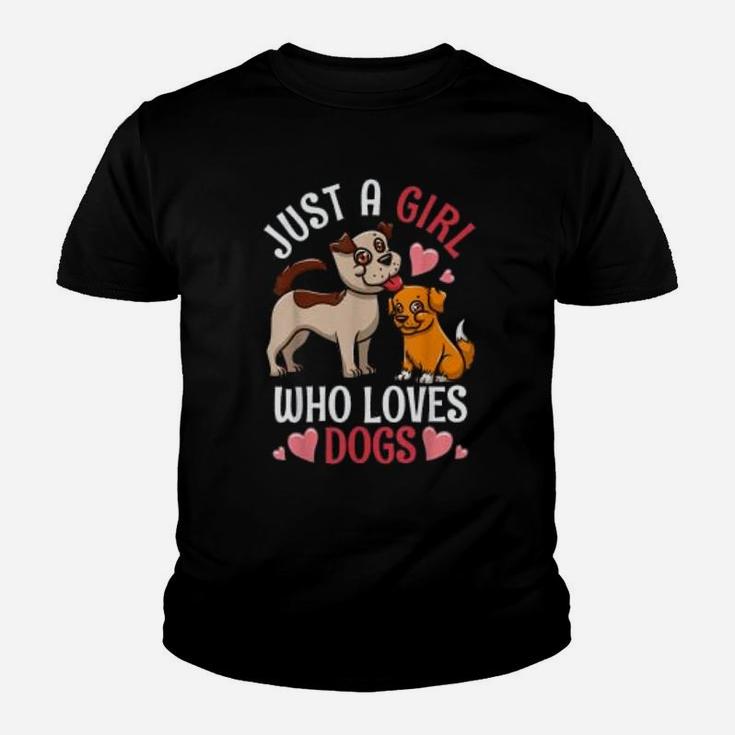 Just A Girl Who Loves Dogs Dog Paws Kid T-Shirt