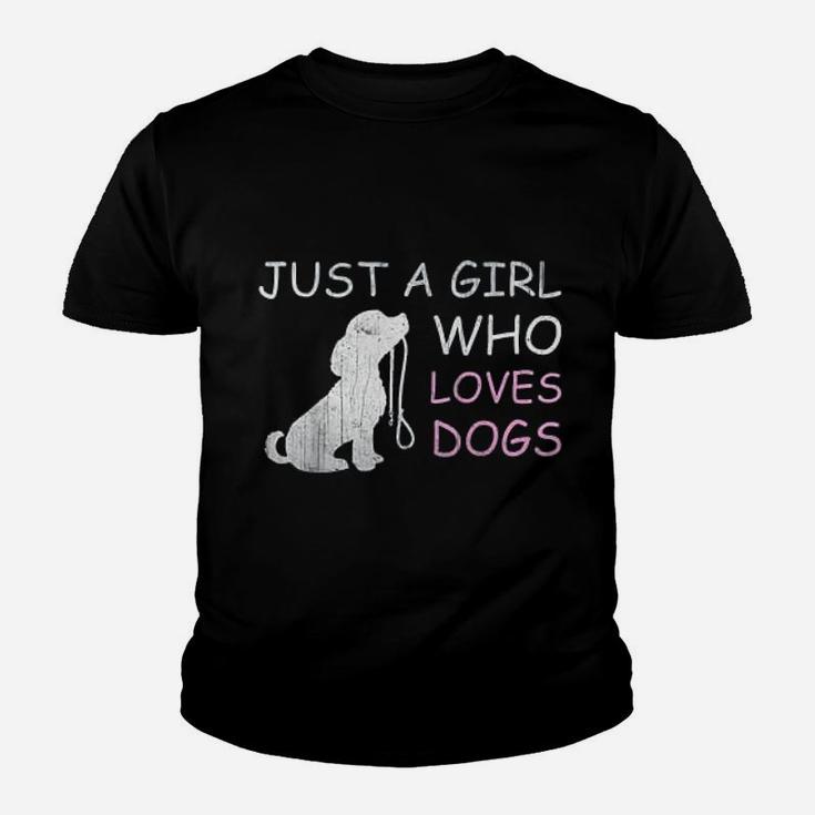 Just A Girl Who Loves Dogs Funny Gift For Dog Lovers Kid T-Shirt