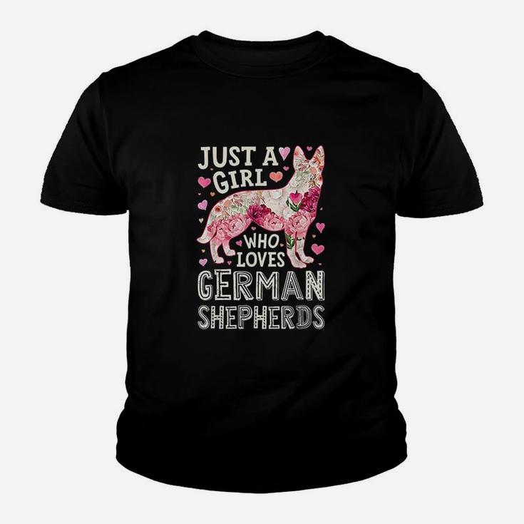 Just A Girl Who Loves German Shepherds Dog Kid T-Shirt