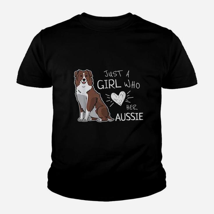 Just A Girl Who Loves Her Australian Shepherd Dog Kid T-Shirt