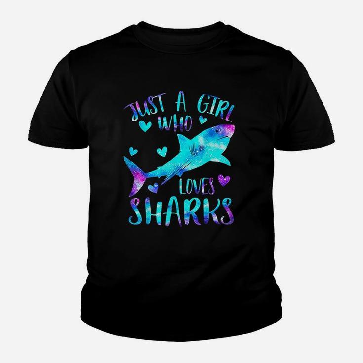 Just A Girl Who Loves Sharks Galaxy Shark Lover Girls Gifts Youth T-shirt