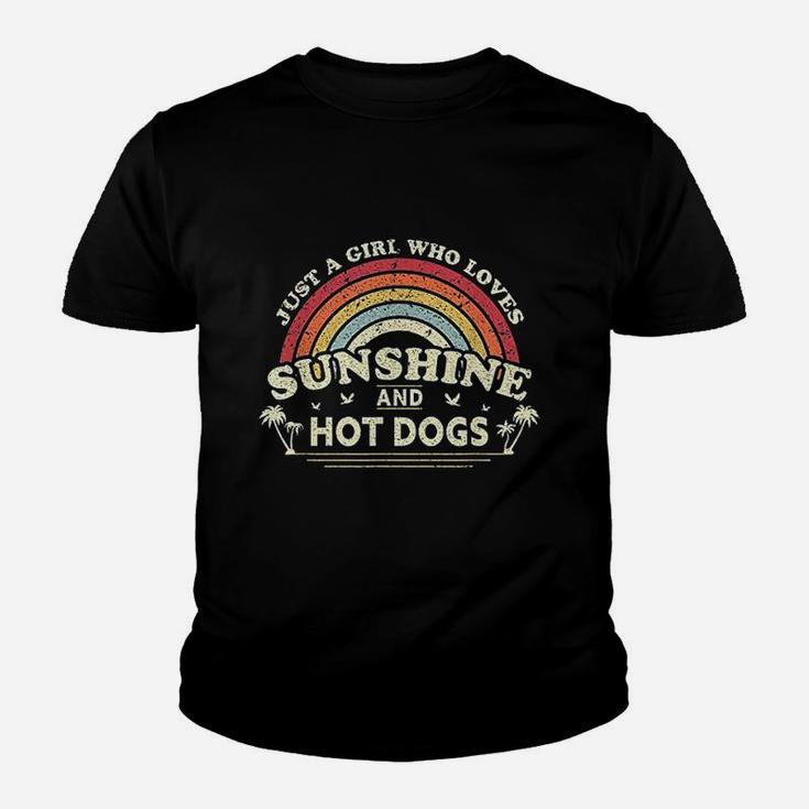 Just A Girl Who Loves Sunshine And Hot Dogs Kid T-Shirt