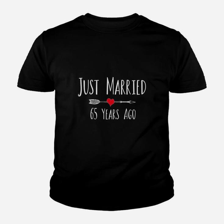 Just Married 65 Years Ago 65th Wedding Anniversary Gift Youth T-shirt