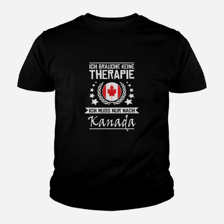 Kanada Therapie Kinder Tshirt Schwarz mit Ahornblatt & Spruch