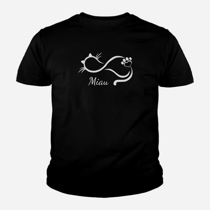Katzen-Motiv Kinder Tshirt Miau in Schwarz, Modernes Design für Katzenfans