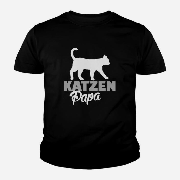 Katzen Papa Schwarzes Kinder Tshirt mit Silhouette-Design, Tee für Katzenliebhaber