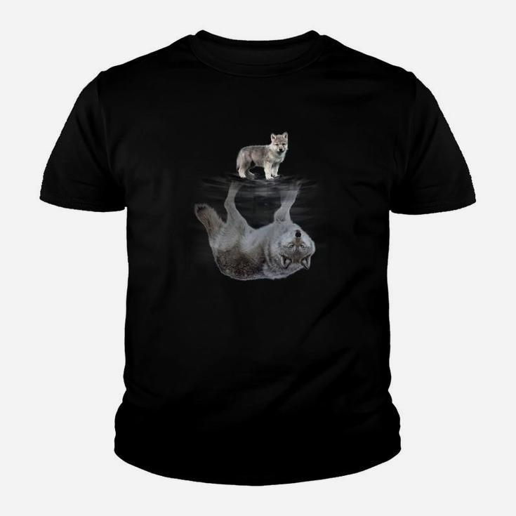 Katzen-Reflexion Schwarzes Kinder Tshirt, Künstlerisches Design für Katzenliebhaber