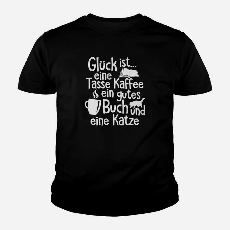 Katzenliebhaber Glück = Kaffee Buch Katze Geschenk Kinder T-Shirt