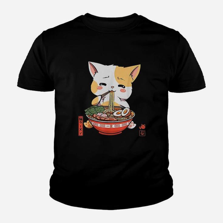 Kawaii Cat Ramen And Cats Anime Kitten Japanese Kid T-Shirt