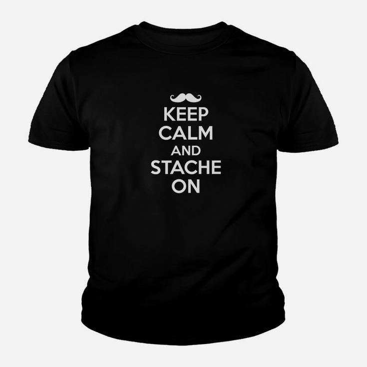 Keep Calm And Stache On Funny Mustache Fathers Day Gift Premium Kid T-Shirt