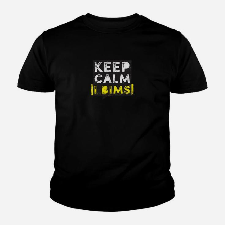 Keep Calm IT BIMS Schwarzes Kinder Tshirt, Slogan-Design für Geek-Kultur