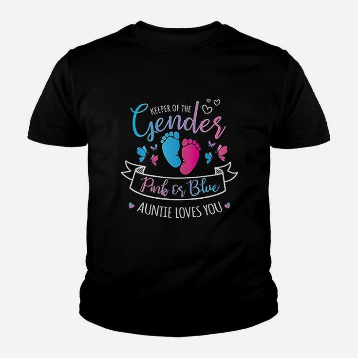 Keeper Of The Gender Reveal Pink Or Blue Auntie Loves You Kid T-Shirt
