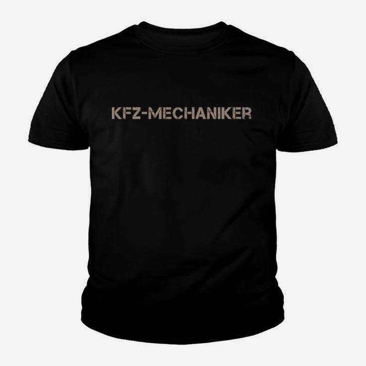 KFZ-Mechaniker Schwarzes Kinder Tshirt mit Weißer Aufschrift, Auto-Reparatur Tee