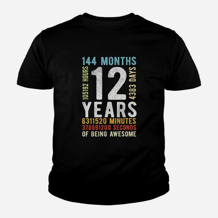 Kids 12th Birthday 12 Years Old Vintage Retro 144 Months  Kid T-Shirt