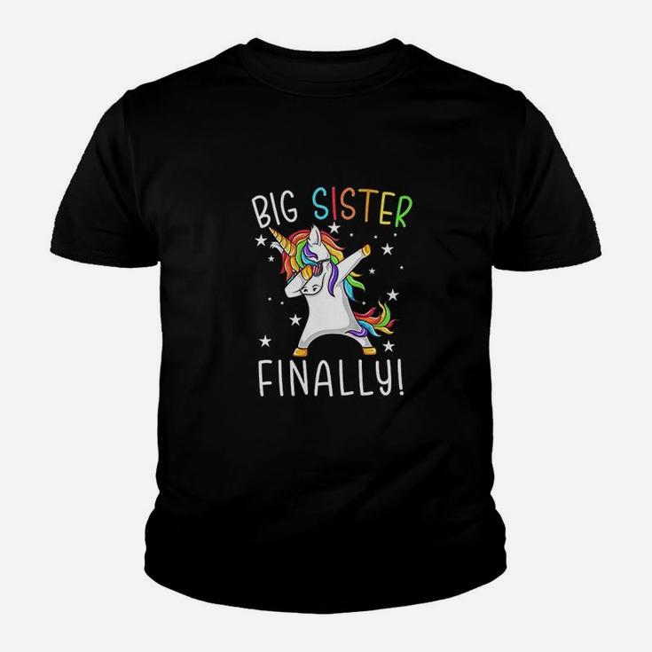 Kids Big Sister Finally Dabbing Unicorn Gender Reveal Kids Kid T-Shirt