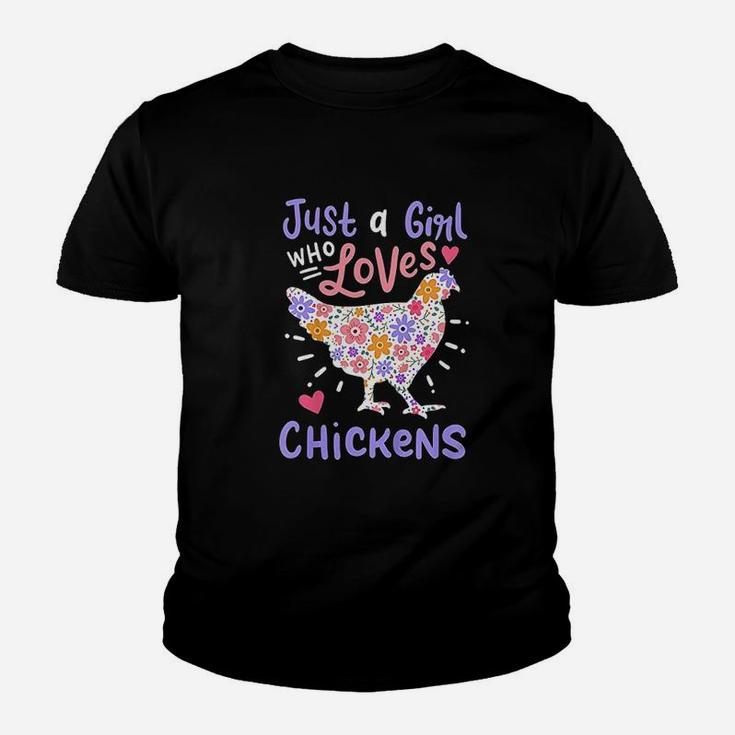 Kids Just A Girl Who Loves Chickens Chicken Hen Love Youth T-shirt