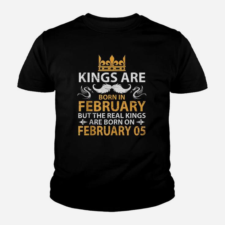 Kings Are Born In Feb The Real Kings Are Born On February Kid T-Shirt