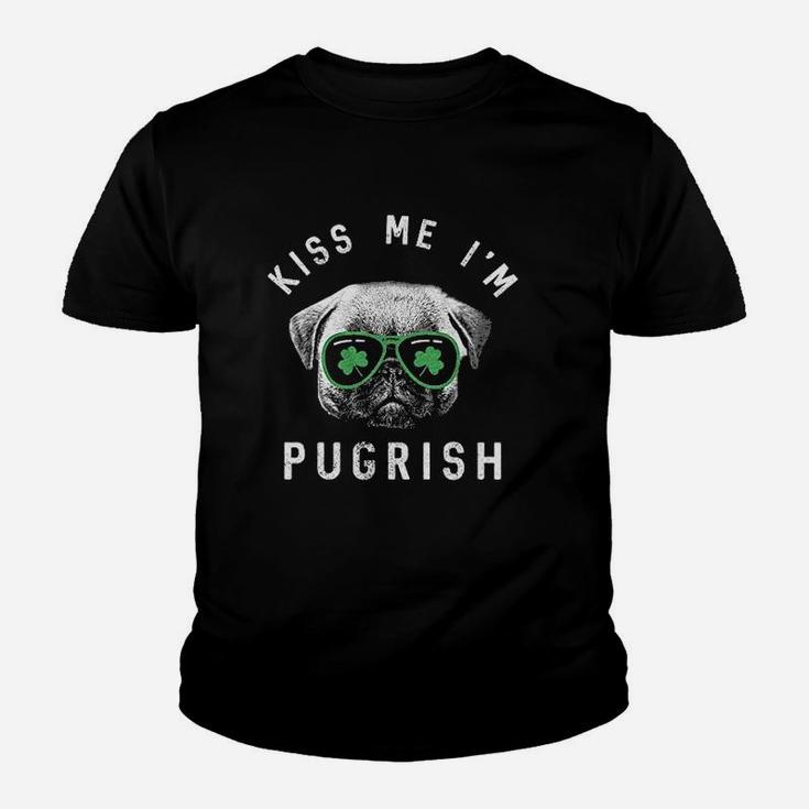 Kiss Me Im Pugrish Funny Saint Patricks Day Kid T-Shirt