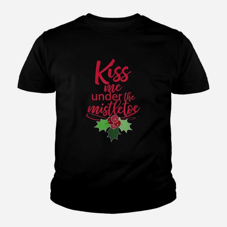Kiss Me Under The Mistletoe Funny Christmas Kid T-Shirt
