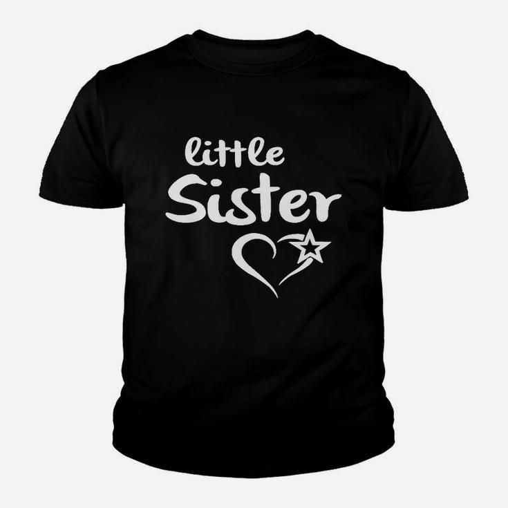 Kleine Schwester Herz & Stern Kinder Tshirt, Trendiges Design Schwarz