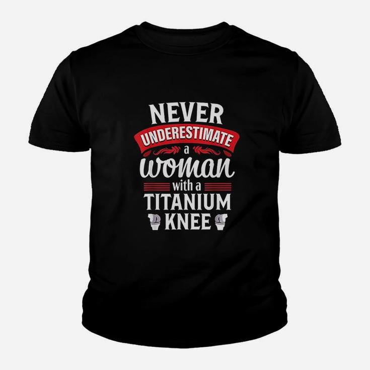 Knee Replacement Funny Woman Surgery Recovery Gift Kid T-Shirt