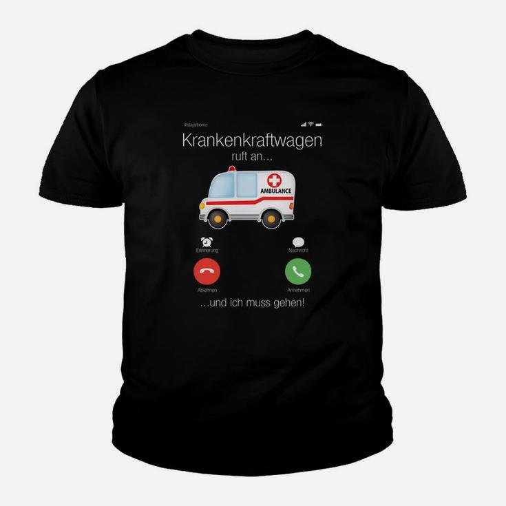 Krankenwagen Telefonbutton Kinder Tshirt, Lustiges Rettungsdienst-Design