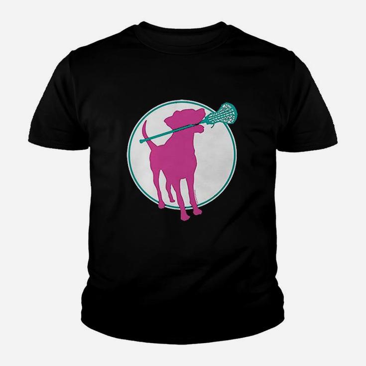 Lacrosse Dog With Girl Sticks Kid T-Shirt