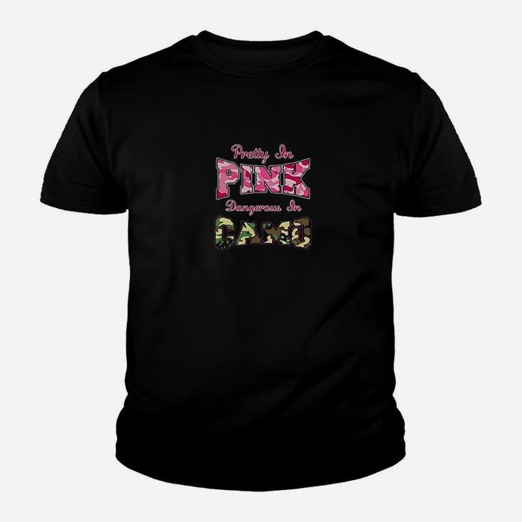 Ladies Pretty In Pink Dangerous In Camo Funny Dt Kid T-Shirt