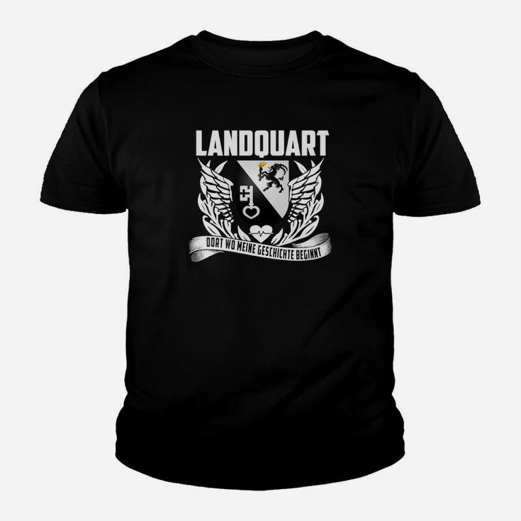 Landquart Adler-Wappen Schwarzes Kinder Tshirt für Herren, Stilvolles Design