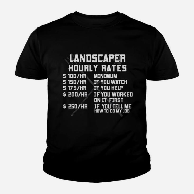 Landscaper Hourly Rate Funny Labor Landscaping Mowing Gifts Kid T-Shirt