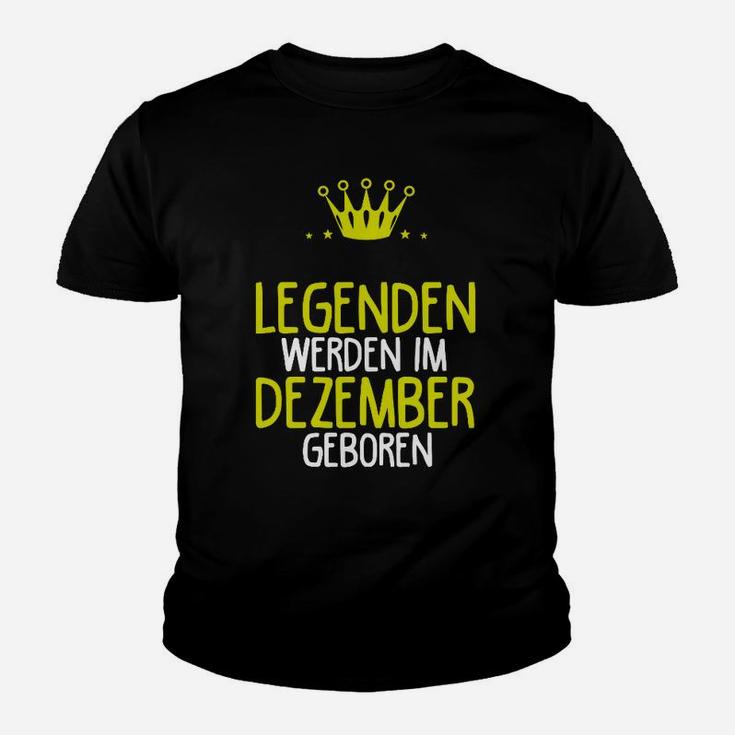 Legenden Geboren im Dezember Kinder Tshirt, Schwarzes Kinder Tshirt mit Krone