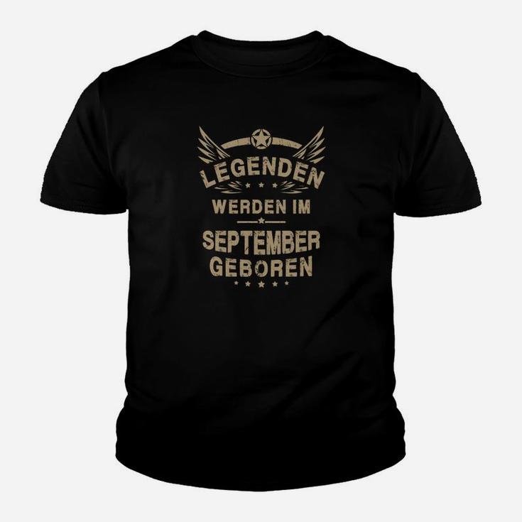 Legenden Geboren im September Kinder Tshirt, Flügel Design Schwarz