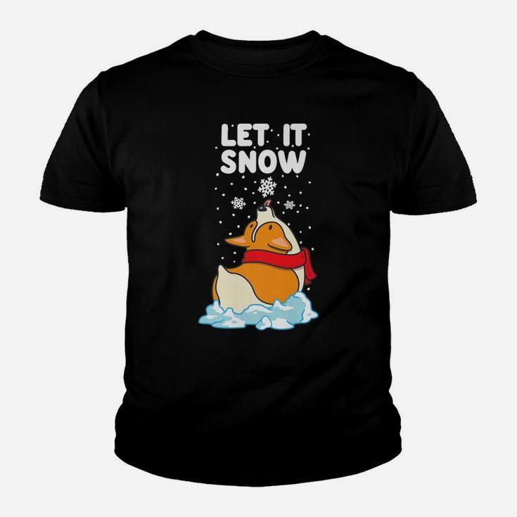 Let It Snow Corgi Christmas Funny Dog Lover Gifts Kid T-Shirt