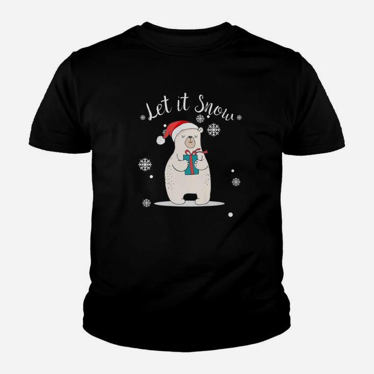 Let It Snow Polar Bear Xmas Holiday Spirit Animal Kid T-Shirt