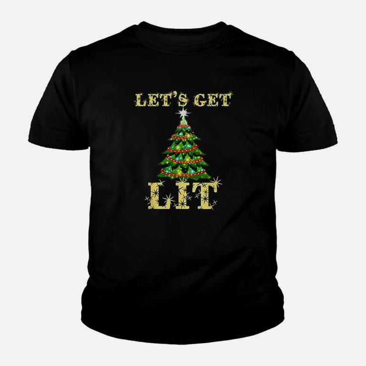 Lets Get Lit Drinking Funny Christmas Kid T-Shirt