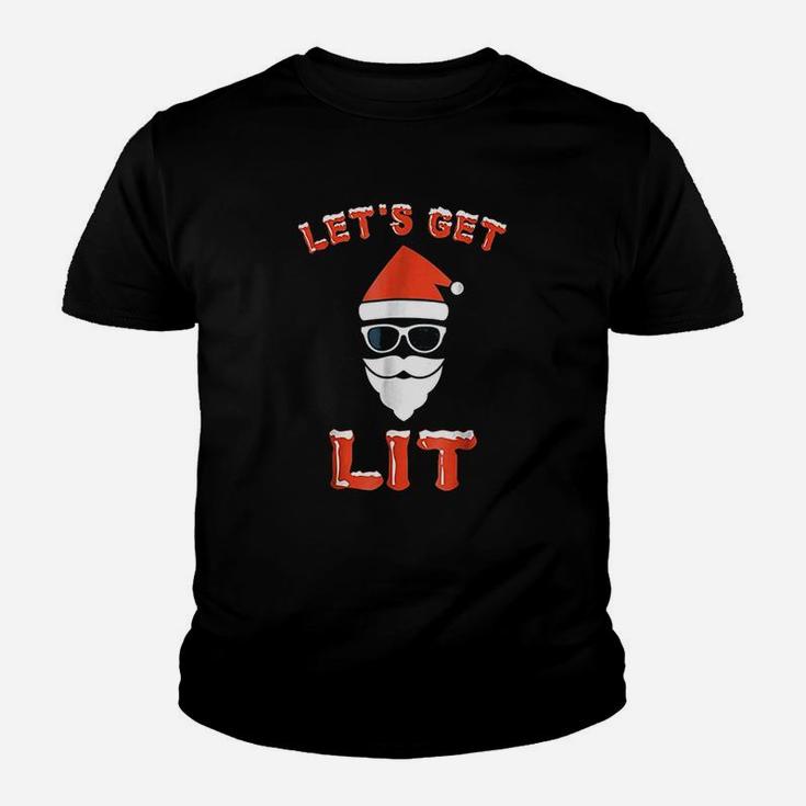 Lets Get Lit Funny Christmas Drinking Kid T-Shirt