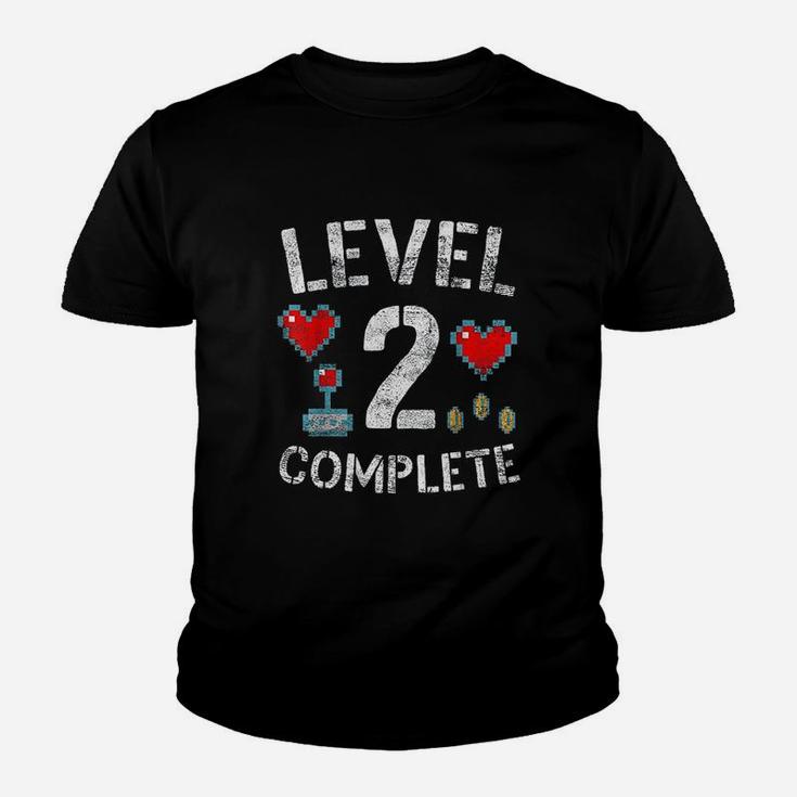 Level 2 Complete 2nd Wedding Anniversary Video Gamer Kid T-Shirt