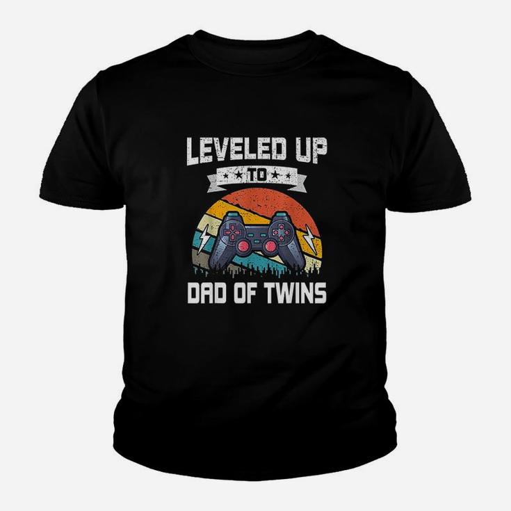 Leveled Up To Dad Of Twins Funny Video Gamer Gaming Kid T-Shirt