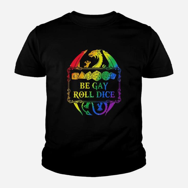 Lgbt Dungeons And Dragons Dice D20 Be Gay Roll Dice Kid T-Shirt