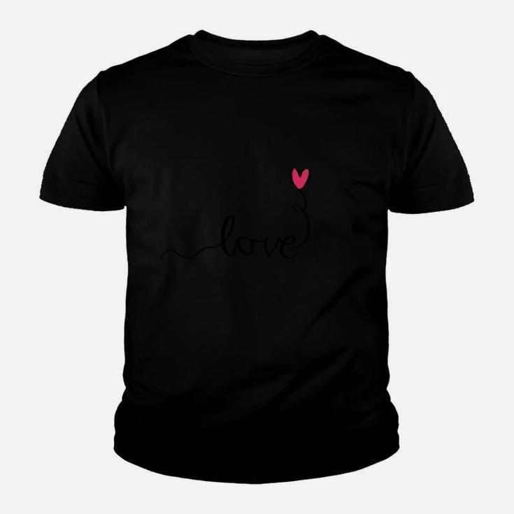 Liebesherz Schwarzes Kinder Tshirt, 'Love' Schriftzug mit Herz Design
