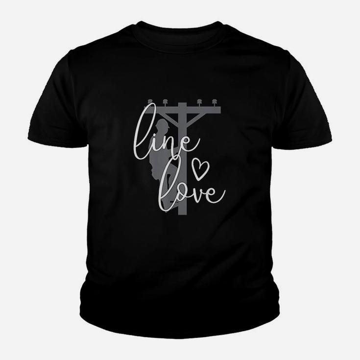 Line Love Electrical Linemans Wife Or Girlfriend Kid T-Shirt