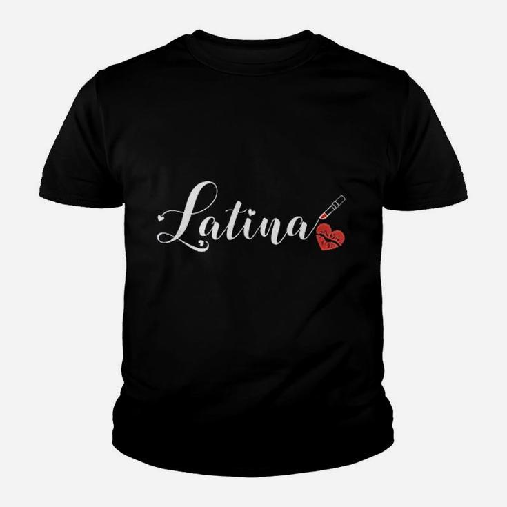 Lipstick Latina Proud Latina Red Lips Love Heart Latinas Youth T-shirt