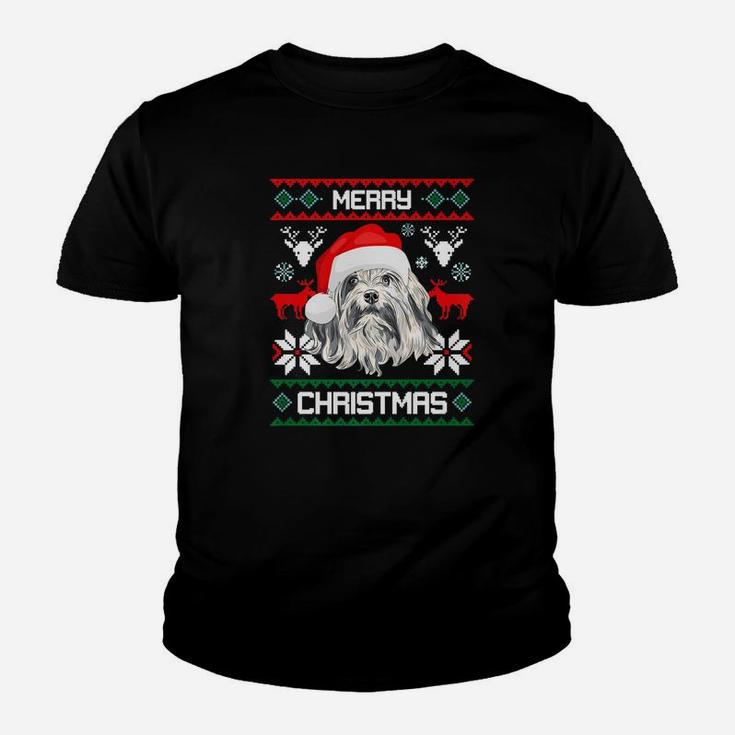 Little Lion Dog Merry Christmas Dog Gift Xmas Kid T-Shirt