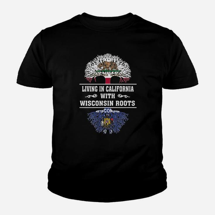 Living In California With Wisconsin Roots Kid T-Shirt
