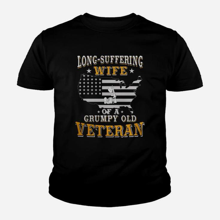 Long Suffering Wife Of A Grumpy Old Veteran Kid T-Shirt