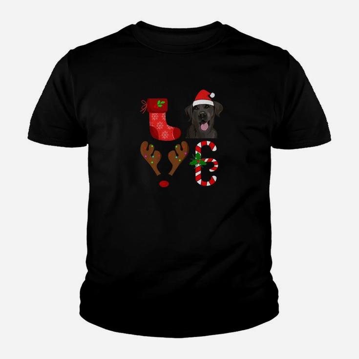 Love Black Lab Santa Christmas Funny Dog Love Kid T-Shirt